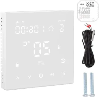 Slimme thermostaat met wifi en touchscreen, wit