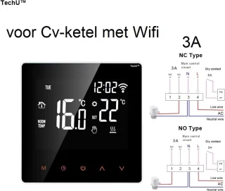 Slimme Thermostaat S2 Wit Gas Boiler Wifi App