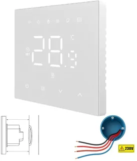 Slimme Thermostaat Wit Vierkant 3amp 4-Draads 90-240v