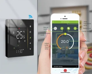 Slimme Wifi Inbouw Thermostaat Zwart 3A 4-Draads