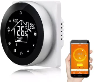 Slimme Wifi Thermostaat Rond Zwart 3amp 4-Draads