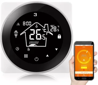 Slimme Wifi Thermostaat Rond Zwart 3amp 4-Draads