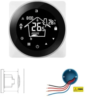 Slimme Wifi Thermostaat Rond Zwart 3amp 4-Draads