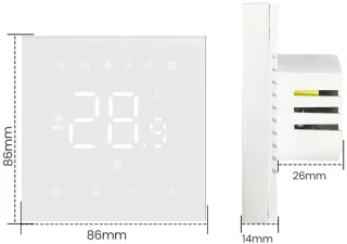 Slimme Wifi Thermostaat Vierkant Zwart 16A 4-Draads 90-240V