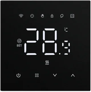 Slimme Wifi Thermostaat Vierkant Zwart 16A 4-Draads 90-240V