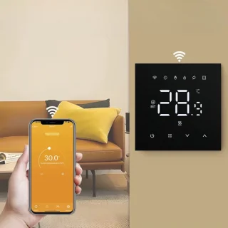 Slimme Wifi Thermostaat Zwart 3amp 4-Draads