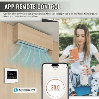 Slimme Wifi Thermostaat Zwart 4-draads 3amp Vierkant