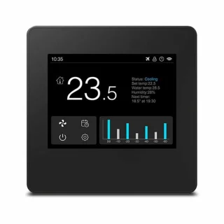 Slimme Wifi Thermostaat Zwart 4-draads 3amp Vierkant