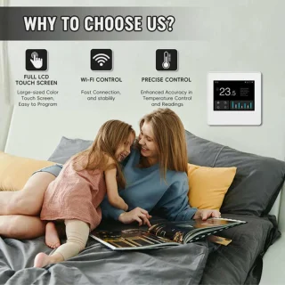 Slimme Wifi Thermostaat Zwart 4-draads 3amp Vierkant