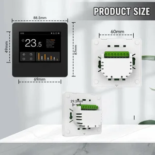 Slimme Wifi Thermostaat Zwart 4-draads 3amp Vierkant