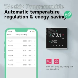 Slimme Wifi Thermostaat Zwart - Tuya, Alexa & Google Compatible