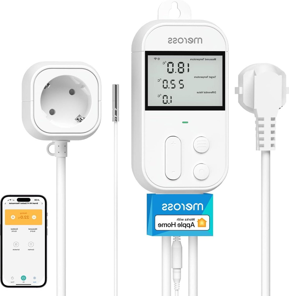 De Smart Thermostaat Stopcontact 16A HomeKit WLAN in één oogopslag