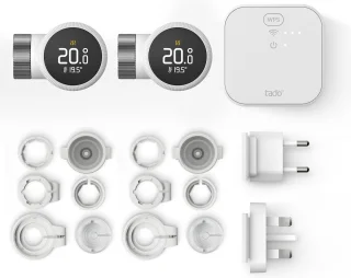 tado° Slimme Radiatorknop X Starterskit met Matter Bridge - 2 radiatorknoppen - zwart/wit