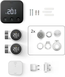 tado° Smart Thermostaat X Multi-Room Starterskit met 2 Radiatorknoppen en Matter Bridge - Bedraad