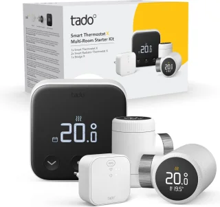 tado° Smart Thermostaat X Multi-Room Starterskit met 2 Radiatorknoppen en Matter Bridge - Bedraad