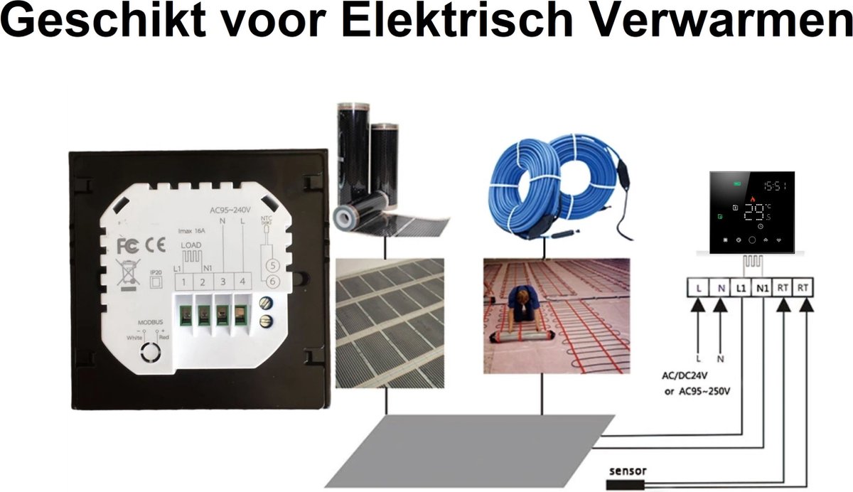 Wat vinden we goed aan de TechU™ Slimme Thermostaat Max Elektrische Vloerverwarming Zwart-Wit