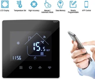 TechU™ Slimme Thermostaat Max Elektrische Vloerverwarming Zwart-Wit
