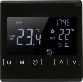 TechU Slimme Thermostaat Optic Zwart Elektrische Vloerverwarming