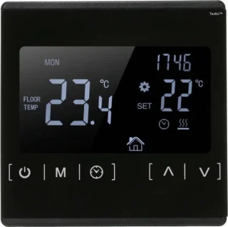 TechU Slimme Thermostaat Optic Zwart Elektrische Vloerverwarming