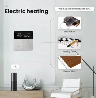 TechU Slimme Thermostaat Verta Zilver Elektrische Vloerverwarming