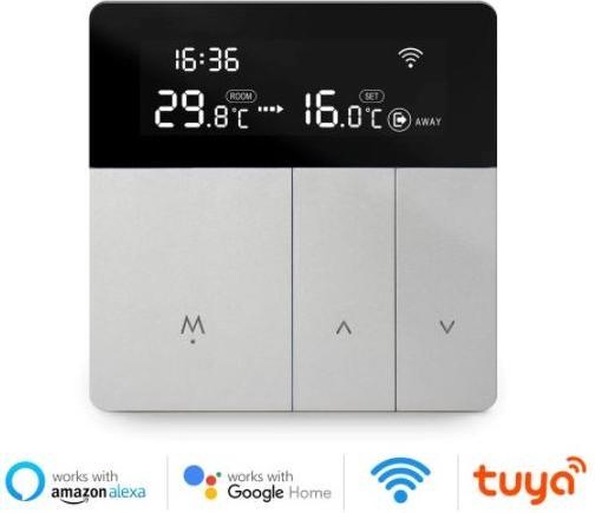 De TechU Slimme Thermostaat Verta Zilver Elektrische Vloerverwarming in één oogopslag