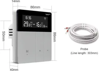 TechU Slimme Thermostaat Verta Zilver Elektrische Vloerverwarming