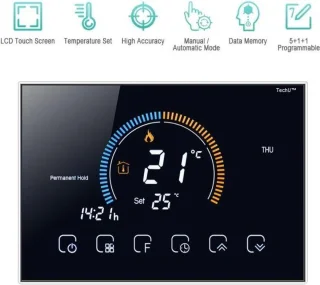 TechU™ Smart Thermostaat Relax – Zwart – Voor elektrische vloerverwarming