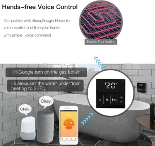 TechU Smart Thermostaat Thin – Zwart – Voor elektrische vloerverwarming