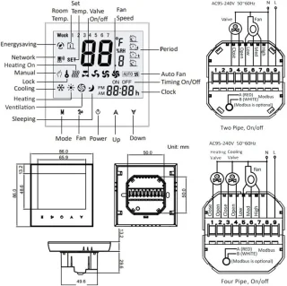 Thermostaat voor airconditioning en ventilatorconvector