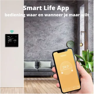 Tuya Slimme Thermostaat 220V Zwart Inclusief Vloersensor