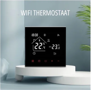 Tuya Slimme Thermostaat 220V Zwart Inclusief Vloersensor