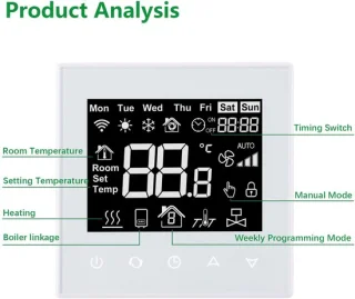 WG505 slimme thermostaat zwart, 16A, voor elektrische vloerverwarming