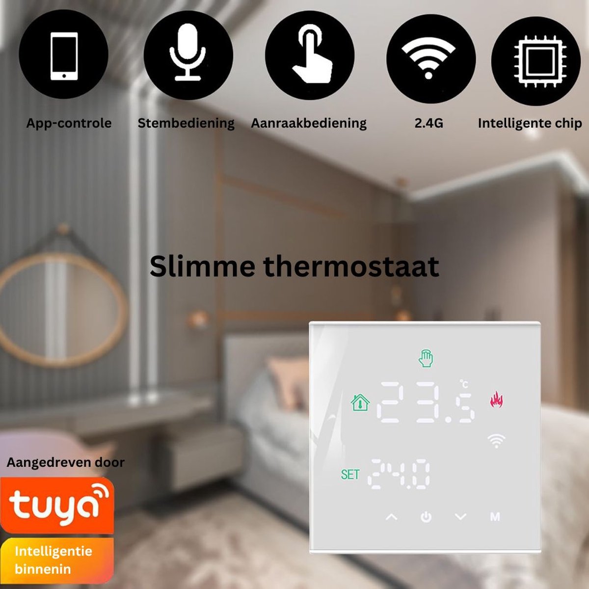 Wat vinden we goed aan de White-label Draadloze Wifi Thermostaat Wit