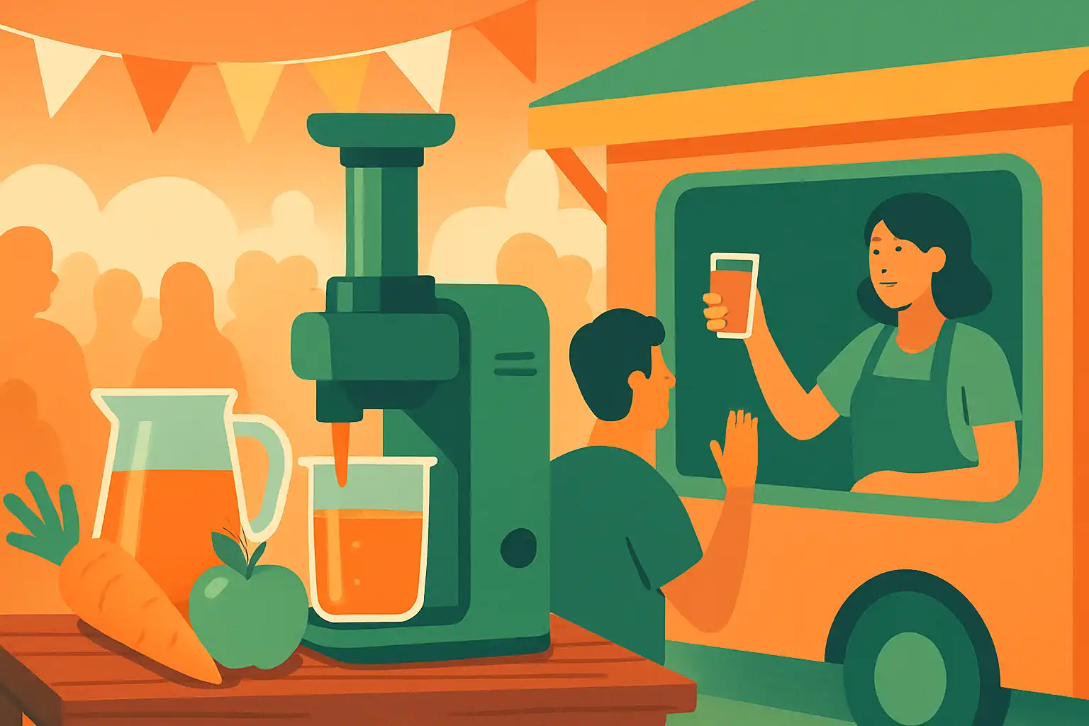Festivalproof slowjuicen: zo serveer je vers sap veilig en schaalbaar op evenementen