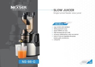 Wat vinden we goed aan de Nexser 150W Slow Juicer – Professionele Langzame Juicer met Grote Vulopening – RVS Mes & Zelfreinigend – Zilver