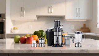 Nexser 150W Slow Juicer – Professionele Langzame Juicer met Grote Vulopening – RVS Mes & Zelfreinigend – Zilver