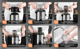 Slowjuicer XL - 1.6L Pulp Opvangen - 6,5CM Toevoer Voor Hele Vruchten - Sapcentrifuge - Groenten En Fruitpers - Multi Juicer Machine - Sinaasappelpers - Electrisch