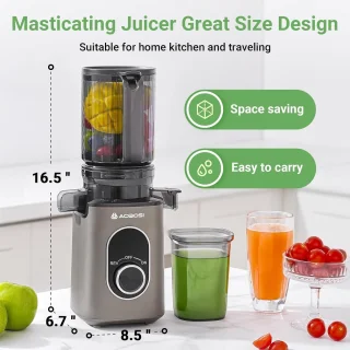 Sapcentrifuge Koud Pers Masticating Juicer met Grote Drinkopening - Efficiënte Slow Juice Extractor voor Fruit en Groenten, Eenvoudig schoon te maken