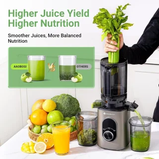 Sapcentrifuge Koud Pers Masticating Juicer met Grote Drinkopening - Efficiënte Slow Juice Extractor voor Fruit en Groenten, Eenvoudig schoon te maken