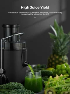 Sapcentrifuge - Slowjuicer - voor Groenten - Fruit - 400W - 65mm Vulopening - 3 Snelheden - Anti-Druppelfunctie - Oververhittingsbeveiliging - RVS - 1.6L - Zwart