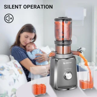Slow Juicer met 103 mm Brede Vulopening en 250W voor Groenten en Fruit