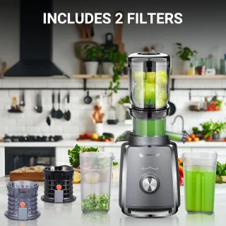 Slow Juicer met 103 mm Brede Vulopening en 250W voor Groenten en Fruit
