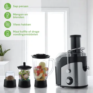 Royal Swiss® Sapcentrifuge & Slowjuicer 4-in-1 – 900W – Blender + Hakmolen – Gezonde Sappen & Smoothies