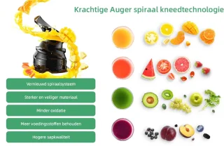 Studio Lyma Slowjuicer - Sapcentrifuge groenten en fruit - Brede invoer - BPA vrij Tritan - Zwart