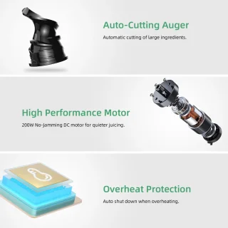 Slowjuicer - Sapcentrifuge voor Fruit en Groente - 500 ml - 200W - Koude Pers Juicer - Zwart