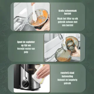 MMP® Sapcentrifuges groenten en fruit - Sapcentrifuges - Slowjuicer - Zwart - ‎35cm x 32cm x 20cm