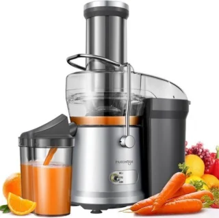 Kitchen Juicer - Slow Juicer - Extra Grote Vultrechter - Sapcentrifuge Voor Fruit En Groenten - BPA-Vrij - 3 Snelheden - 1200 Watt - Titanium Messen - Voor Gezonde En Verse Sappen - Zilver