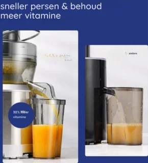Kitchen Juicer - Slow Juicer - Extra Grote Vultrechter - Sapcentrifuge Voor Fruit En Groenten - BPA-Vrij - 3 Snelheden - 1200 Watt - Titanium Messen - Voor Gezonde En Verse Sappen - Zilver