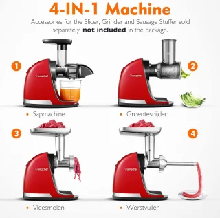 AMZCHEF Slow Juicer Rood
