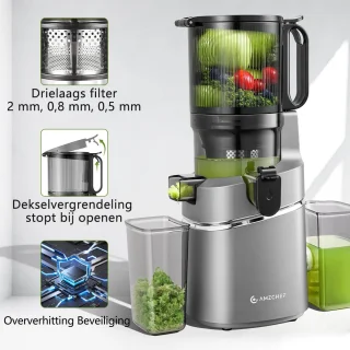 AMZCHEF Slowjuicer Sapcentrifuge Grijs